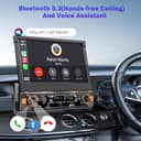 Alondy Radio Coche 1 Din pantalla táctil (7" Retráctil Automáticamente) compatible con [Wireless] Apple CarPlay/Android Auto Bluetooth Radio (FM/RDS) USB (Tipo-C carga rápida de 3A) Cámara de respaldo - 5