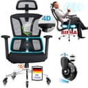 MELOKEA Bürostuhl Ergonomisch, 4D-Armlehnen, Verstellbare Sitztiefe, 4-Stufen Neigung, Gummirollen, Hohe Rückenlehne, Ergonomischer Lordosenstütze, Langes Sitzen, Homeoffice & Gaming, Bürostuhl 200KG - 1
