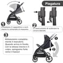 Twinly - Spacely - Passeggino Leggero 25 kg Portata, Passeggino da Viaggio Pieghevole ad una Mano, Seduta Ampia e Confortevole, Ruote Grandi Ammortizzate, Cappottina XXL e Parapioggia (Nero) - 9