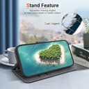 YKTO Case for Realme GT Neo6, Bright Colorful PU Leather for Realme GT Neo6 Phone Case with Blue background Glowing Two white feathers Butterfly Pattern, Card Slots & Magnetic Closure, Blue - 6