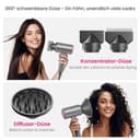 CASAMAA Ionen Föhn AC-Motor Haartrockner, Schnelltrocknen Hair Dryer, Profi Fön mit Kaltlufttaste, 3 Temperaturstufen, 2 Gebläsestufen, 3 Stylingdüsen & Diffusor - 4
