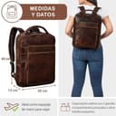STILORD 'Nicky' Mochila para Ordenador portátil de 13 Pulgadas de Cuero Grandes Mujeres Hombres Vintage Equipaje de Mano Mochila de Viaje, Color:Salerno - marrón - 4