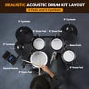 CAHAYA Batería Electrónica con Pads de Malla: Dual Trigger y 350 Sonidos – E-Drum Kit con Caja de 8", Kit Completo con Banqueta, Auriculares y Baquetas – Ideal para Niños y Principiantes - 4