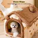 Galatée Letto Grotta Per Gatti e Cani, Igloo In Peluche Caldo e Accogliente, Cuccia Pieghevole e Confortevole Per Animali Domestici (L, Orso Bruno) - 3