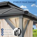 UDPATIO Gazebo da Giardino 3x4 m in Policarbonato, Doppio Tetto con Tende, Gazebo per Esterni Resistente al Vento e UV, Struttura in Alluminio per Giardino, Terrazza, Champagne - 2