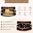 VARLIVOO Bolsos de Mujer Pequeños — Bolso Bandolera Cuero PU con Doble Correa, Elegante Bolsas Mujeres para Trabajo, Viaje y Citas (Amarillo Marrón) - 4