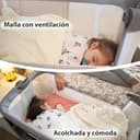 Twinly Comfortly - Cuna Colecho Bebé y Moisés 2 en 1 con Ruedas | Minicuna de Viaje Plegable, Sin Montaje, Altura Ajustable y Función Antireflujo | Incluye Colchón, Sábana Algodón y Bolsa (Wood) - 8