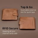 Pelle Toro All-in-One Handmade Mens Wallet with RFID Blocking, Coin Pocket, 8 Card Slots, Zip Section, in Wooden Gift Box, Tan - 6