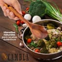 Utensilios de Cocina Madera - 9 pzas - Madera de Teca - Antiarañazos - Set de Espatulas y Cucharones de Cocina - Agarre Comodo para sartenes Antiadherentes - CAMBLA - 6