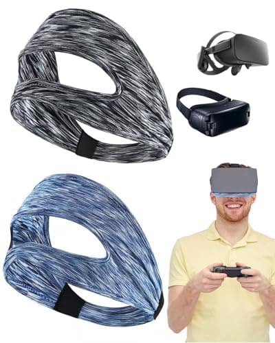 2 Piezas Máscara para jugar,Compatible con Auriculares Meta Quest 3/Quest 3S, 4 PZS VR Máscaras Transpirable para VR Auriculares PS VR2/Meta Quest Pro/Meta Quest 2/HTC Vive (Negro + Azul)
