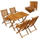 CASARIA® Conjunto Muebles Jardín Set Mesa 4 Sillas Plegable Juego Comedor 5 Piezas Madera Acacia FSC® Resistente Terraza Patio Balcón 120x70x75cm - 1