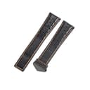 ROUHO 22mm Atmungsaktives Echtleder Uhrenarmband Schweißfestes Ersatz Uhr Band für Tag Heuer Carrera Heritage Chronograph 6-Schwarz 1 + Schwarz - 1