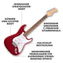 Squier by Fender Debut Collection HSS Stratocaster E-Gitarre, Laurel Griffbrett, Weißes Schlagbrett, Dakota Red - 2