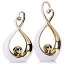 Accento decorativo bianco, decorazione moderna in porcellana metà secolo bianco e oro, oggetti da tavolo da pranzo, scultura astratta in ceramica - per libreria TV stand centrotavola Centro De Mesa - 1