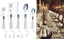 EXZACT Cubertería de 20 Piezas en Acero Inoxidable/Cubiertos con Asas de Color con mango detallado, tradicional, elegante, estilo vintage/antiguo (WF28-20CRM Crema x 20) - 2