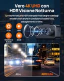 70mai A810 Lite Dash Cam Auto 4K +1080P, 5GHz WiFi, Doppia Telecamera per Auto con GPS, Support 4G LTE, HDR, Visione Notturna, Parcheggio 24/7, Sensore G, Registrazione in Loop, F1.55, Scheda da 64 GB - 3