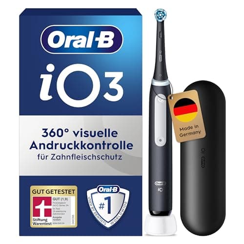 Oral-B iO Series 3 Electric Toothbrush, Electric Toothbrush, 3 Cleaning Modes for Dental Care, Magnetic Technology, Travel Case, Designed by Braun, Test Winner Stiftung Warentest (12, 2024), Matt