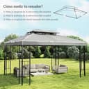 Outsunny Techo de Repuesto para Cenador, 4x3 m, Cubierta de Repuesto con Techo Doble, 10 Orificios de Drenaje y Protección UV, Solo Toldo de Recambio para Pabellón Gazebo, Gris Claro - 7