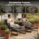 STEELSØN Asteri Sitzgruppe 5-teilig – Gartenmöbel Set mit 2 Sessel, 2 Hocker, 1 Tisch – Balkonlounge Metallgestell Schwarz – inkl. Sitzpolster anthrazit – Terrassenlounge für 2-4 Personen – wetterfest - 5