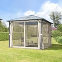 TOOLPORT Gazebo da giardino 3x3 m tetto di policarbonato da ca. 6 mm con teli laterali e zanzariere in crema - 3