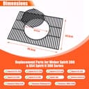 GFTIME 69787 quemador de acero inoxidable y 7636 Flavorizer Bar & 7638 Hierro Fundido Parrilla Set para Weber Spirit E310 S310 E320 S320 E330 S330 (con botones frontales), II//LX 310, piezas de - 3