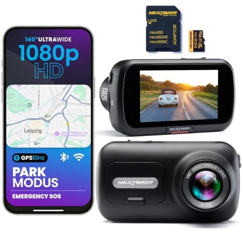 Nextbase 322GW Dashcam Car + 64GB SD Card | 1080p Full HD with WLAN & GPS | 2.5 Inch Touchscreen | Emergency SOS | Parking Mode | Magnetic Holder