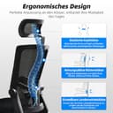 Daccormax Bürostuhl Ergonomisch, Schreibtischstuhl mit Verstellbarer Kopfstütze, Armlehnen, Lendenwirbelstütze, Drehstuhl Wippfunktion bis 135°, Chefsessel aus Mesh,Rückenschonend, Bürostuhl 150kg - 4