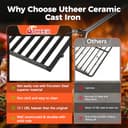 Utheer Matte Porcelain-Enameled Cast Iron Grill Grates Replacement for Weber Genesis 300 & 400 Series (2025+ Models), Fits E/S-325, E/S-330, E/S-335, E/S-435, E-430, EX-335, Nonstick Cooking Grate - 5