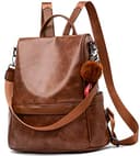 ECOTISH Damen Soft PU Leder Rucksack Handtasche Schultertasche All in One Multifunktions Anti Diebstahl Tasche Wasserdichte Rucksack (Braun) - 1