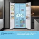 Fridgemaster American Side-by-side Door Fridge Freezer 439L Black with Water Dispenser MS83430DEB1, Total No Frost, Inverter Compressor, H177.7 cm x W83.2cm x D61cm, Energy Rating E - 5