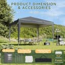 Aoxun Pop Up Gazebo with Sides 3m x 3m, Metal Frame Shelter Tent for Outdoor Garden Party, with Mesh Windows & Carry Bag,Grey - 3