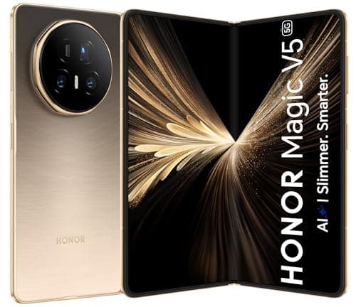 HONOR Magic V5 5G AI Foldable Phone, Sim Free, 8.8mm Folding Screen Smartphone, 5690mAh All-Day Battery, 16GB+512GB, Snapdragon® 8 Elite Mobile Platform, Eye Comfort Display, Dual SIM, Android 15,Gold