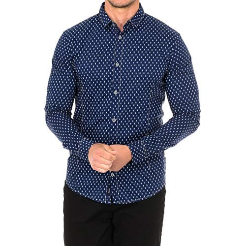 ARMANI CAMICIA UOMO JEANS FANTASIA BLU