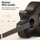 Donner Chitarra Acustica 4/4 per Adulto Principiante Chitarra Acustica Cutaway Kit con Pickup Mini Jumbo 40 Pollici con Borsa Cinghia Corde Capo Plettri Nero - 3