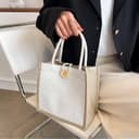 EKKONG Bolsa de Yute, Bolsa Tote para Mujer, Bolsa de Compras, Bolsa de Mano, Bolsa Regalo, Bolsa de Mimbre para Picnic, Viajes, Compras y Playa (A) - 4