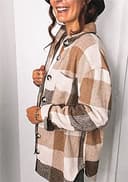 YMING Chaqueta De Mezcla De Lana con Botones para Mujer Estilo Vintage con Solapa Estilo Vintage con Bolsillo Delantero Informal Mezcla De Lana Color Marrón M - 3