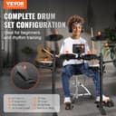 VEVOR 15 PCS Kit de Batería Electrónica 150 Sonidos Batería Eléctrica de 20,32 cm con Silla, Caja de Malla Compatible con USB MIDI, 3 Platillos de 25,4 cm, Baquetas y Auriculares para Principiantes - 2