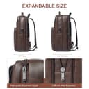 Shrrie cuoio laptop zaino per donne e uomini, 16 pollici impermeabile computer zaino, con connessione di ricarica USB，28 L estensibile lavoro Business Weekender College,Caffè - 3