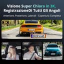BOTSLAB 3K 4 Canali Dash Cam, Telecamera Anteriore 3K/4K e Telecamera per Auto 1080p*3 Sinistra Destra Interna, Dash Cam a 560° per Auto, 5,8GHz WiFi,GPS, Controllo Vocale, Scheda SD da 128 GB Inclusa - 2
