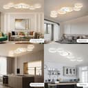Liyabber LED Deckenleuchte Dimmbar Wohnzimmer Deckenlampe Weiß Wohnzimmerlampe Schlafzimmerlampe Fernsteuerung und App Steuerung, Modern 6-Rund Ring Deckenbeleuchtung mit Memory Funktion, L113cm/69W - 4