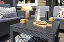 Allibert by Keter Chicago 4 Seater Rattan Lounge Outdoor Garden Furniture Set - Graphite with Grey Cushions - 7
