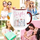 SpecialMe® Tasse Musik Fan Swiftea Geschenk personalisiert mit Namen Best of Album Geschenkidee Freundin Kollegin Familie Weiss-innen-bordeauxrot standard - 5