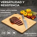 Tabla cortar cocina XL de madera con afilador integrado. Tabla cocina de madera multifuncional para cortar y picar carne, embutidos, queso, pan... Tabla de madera para cocina realizada en bambu - 4