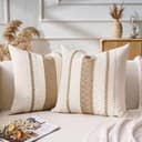 Aisybaklyn Cuscini Divano 40x40 Federe Cuscini Bohémien Marrone Cotone e lino Intrecciato Moderno Fodere Cuscini Elegante Macramè Cuscino Decorativo per Divano Camera da Letto Sedia di Casa Set di 2 - 8