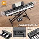 CAHAYA Piano Digital de 88 Teclas – Piano Eléctrico Semipesado con Conexión MIDI Atril Soporte en X Doble y 3 Pedales Ideal para Principiantes - 8