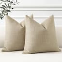 Artscope Juego de 2 Fundas de Cojines Decorativas Cuadradas de Lino 60 x 60 cm para Decoración del Hogar Sofá Dormitorio Coche 24x24 Café Claro - 2