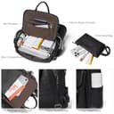 Shirre cuoio Zaino Borsa per donne Viaggi e lavoro Cabriolet cintura a spalla Zaino Borsa in cuoio vegano morbido e impermeabile Passa 14 pollici laptop borsa nera - 5