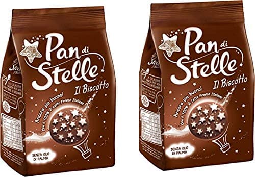 Mulino Bianco Pan di Stelle Biscuit with Cocoa , Hazelnuts and Many Magical Starlets of Icing 12.34oz 350g, Pack of 2