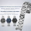 FOUUA Edelstahl-Uhrenarmband 22mm für TAG Heuer Carrera Aquarace - Metallarmband mit Echtleder, silbrig-schwarz - 2