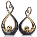 Accento decorativo nero, decorazioni moderne in porcellana metà secolo nero e oro, oggetti da tavolo da pranzo, scultura astratta in ceramica - per libreria TV stand centrotavola Centro De Mesa - 1